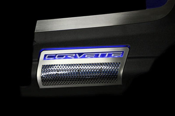 C6 Corvette ZR1 Illuminated Engine Shroud w/ Stainless Steel Inserts