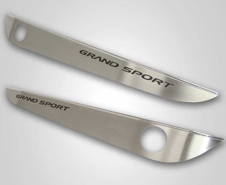 C6 Grand Sport Corvette Door Guards - Brushed Stainless Steel w/ Carbon Fiber Inlay | 2 pc