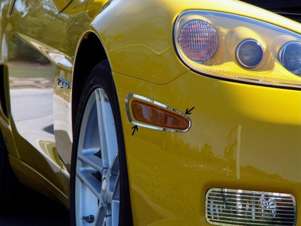 C6 Corvette Z06 / Grand Sport / ZR1 | Side Marker Light Bezels | 4 pc | Polished Stainless Steel