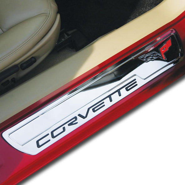 C6 Corvette  with Logo Billet Door Sill Protector
