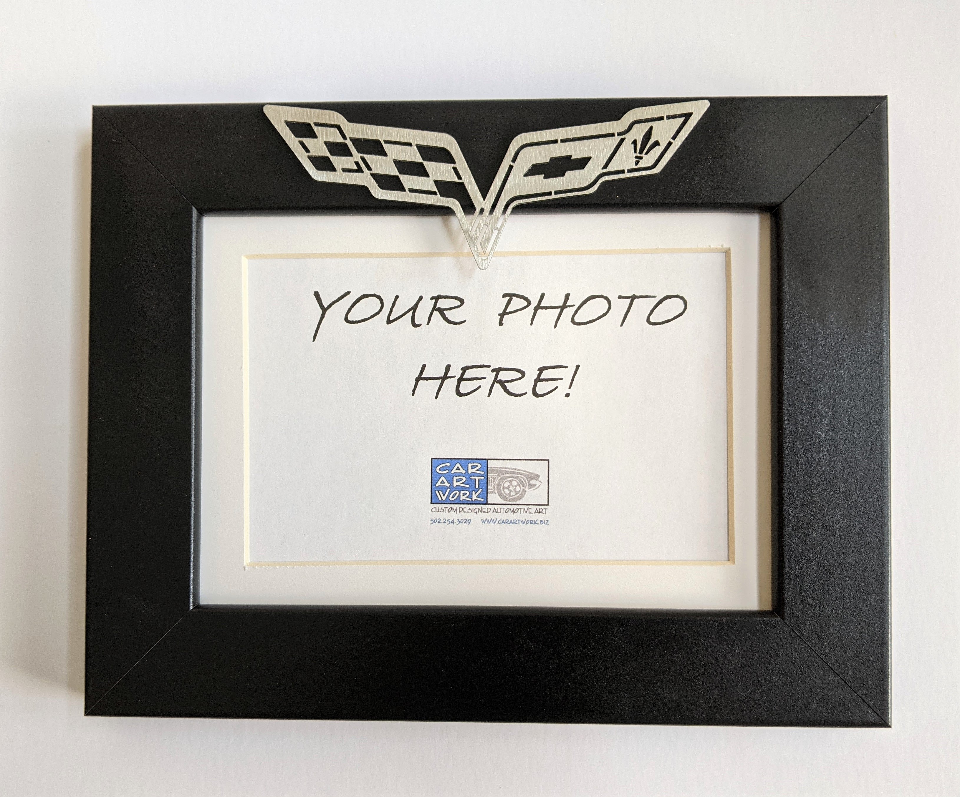 C6 Corvette Crossed Flag Emblem Picture Frame