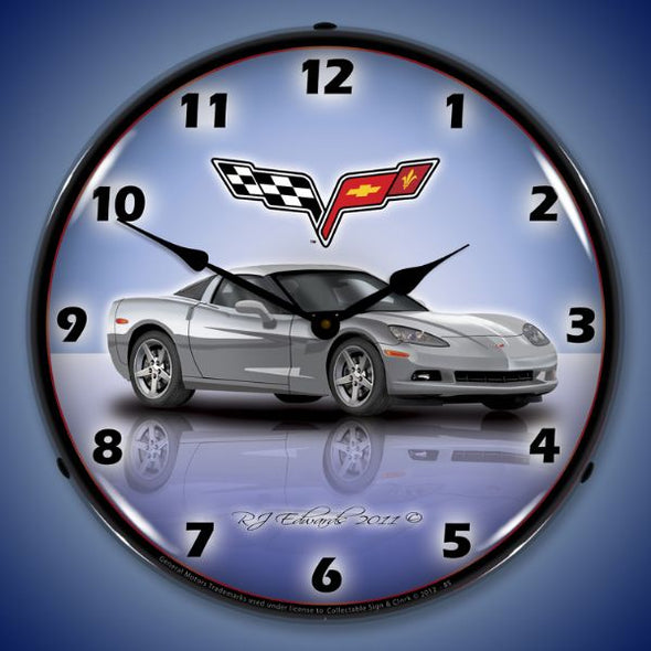 C6 Corvette Lighted Clock | Factory Colors - [Corvette Store Online]