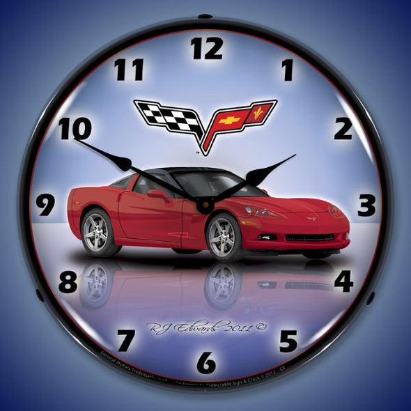 C6 Corvette Lighted Clock | Factory Colors - [Corvette Store Online]