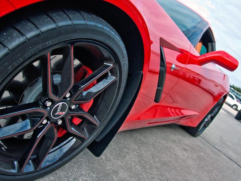 C7 Corvette 4Pc Mud Guard Set - Polished w/ Carbon Fiber Backing