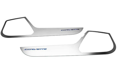 C7 Corvette Door Guards - Brushed Stainless Steel w/ Colored Inlay