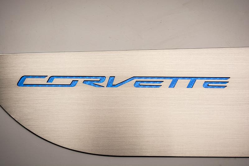 C7 Corvette Door Guards - Brushed Stainless Steel w/ Colored Inlay