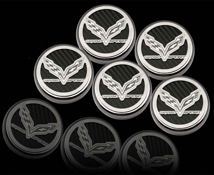 C7 Corvette (Manual) Grand Sport Fluid Cap Cover 6Pc Set w/Crossed Flags