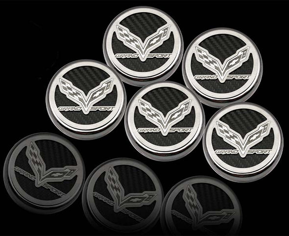 C7 Corvette (Automatic) Grand Sport Fluid Cap Cover 5Pc Set w/Crossed Flags