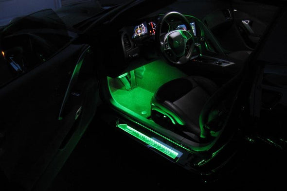 C7 Corvette Stingray LED Illuminated Door Sill Overlays - Polished Stainless Steel