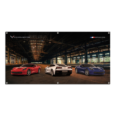 C7 Corvette Red White and Blue American Legend Giant Garage Banner