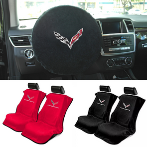 C7 Corvette Seat Towel / Seat Cover + Steering Wheel Cover Bundle