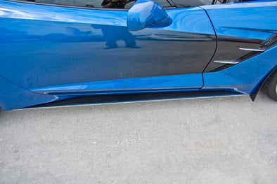 C7 Corvette Side Skirts - Stainless Steel w/ Real Carbon Fiber Inlay