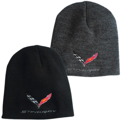 C7 Corvette Stingray Flag Knit Pullover Beanie