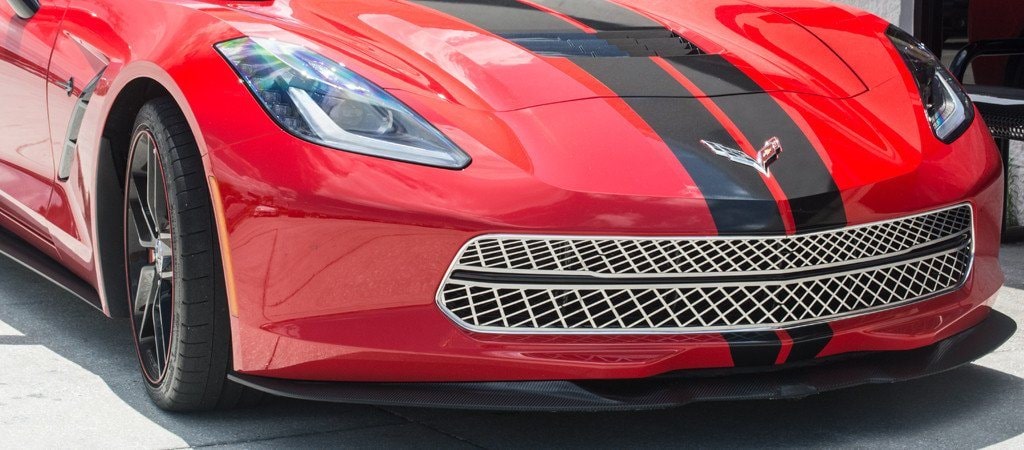 C7 Corvette Stingray Front Grill Expanded Diamond Pattern - Polished Stainless Steel
