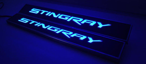 C7 Corvette Stingray Illuminated Replacement Door Sills - Carbon Fiber