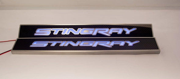 C7 Corvette Stingray Illuminated Replacement Door Sills - Carbon Fiber