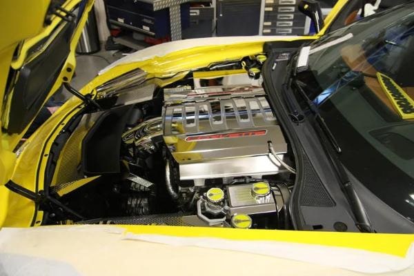 C7 Corvette Stingray Lower Fuel Rail Covers - Dry Sump 2Pc Brushed Stainless Steel