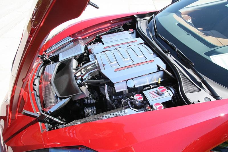 C7 Corvette Stingray Lower Fuel Rail Covers - Oil Fill 2Pc Brushed Stainless Steel