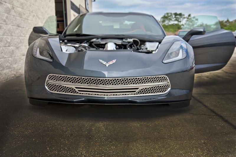 C7 Corvette Stingray Retro Matrix Series Front Grille - 3Pc Polished Stainless Steel