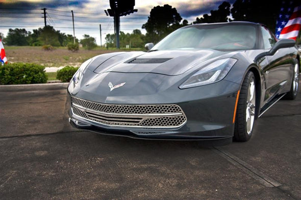 C7 Corvette Stingray Retro Matrix Series Front Grille - 3Pc Polished Stainless Steel