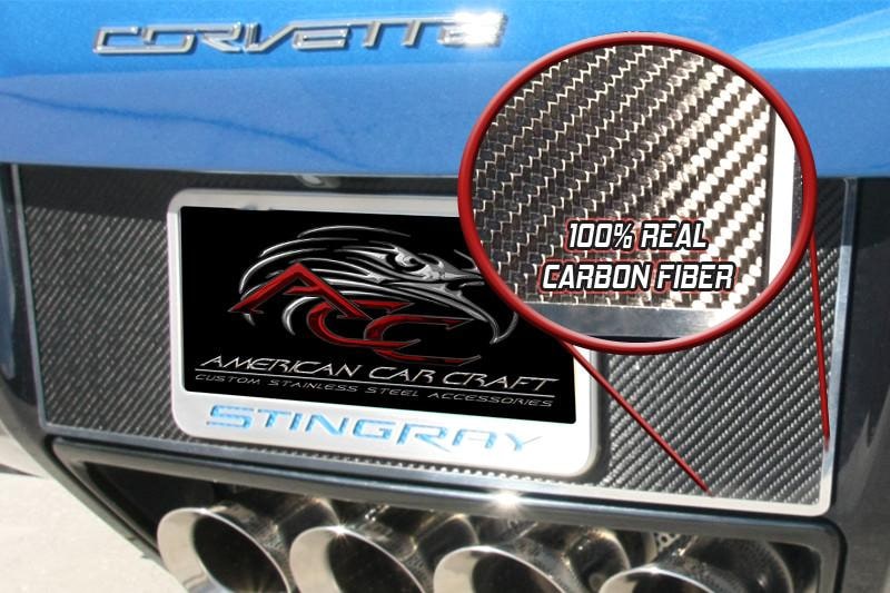 C7 Corvette Tag Back Plate - Carbon Fiber / Stainless Steel Trim