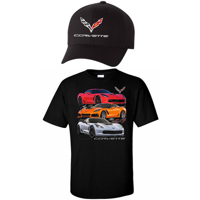 C7 Corvette Trio T-Shirt and Hat Bundle