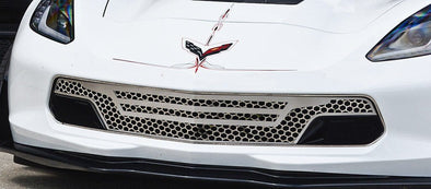 C7 Corvette Z06 / Grand Sport Retro Matrix Series Front Grille - 3Pc Polished Stainless Steel