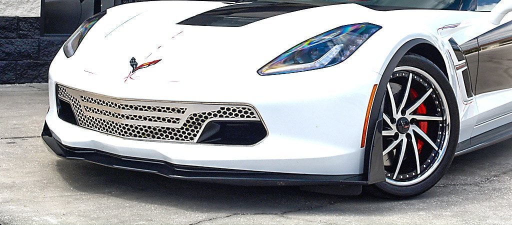 C7 Corvette Z06 / Grand Sport Retro Matrix Series Front Grille - 3Pc Polished Stainless Steel