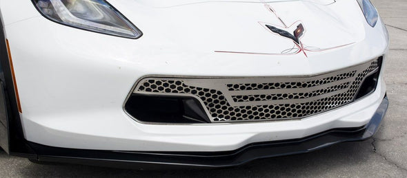 C7 Corvette Z06 / Grand Sport Retro Matrix Series Front Grille - 3Pc Polished Stainless Steel