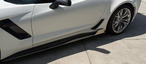 C7 Corvette Z06 Side Skirt Extension Fins - Brushed Stainless Steel