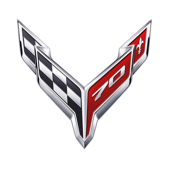 C8 Corvette 70th Anniversary Crossed Flags Emblem Steel Sign