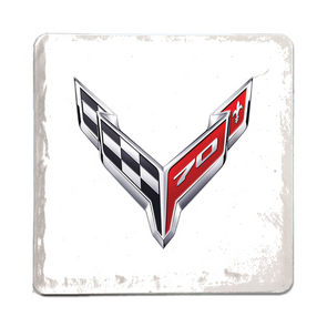 c8-corvette-70th-anniversary-emblem-stone-tile-coaster