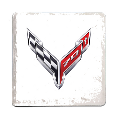 C8 Corvette 70th Anniversary Emblem Stone Tile Coaster