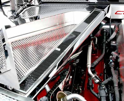 C8 Corvette Perforated Header Guard Cover Kit w/ Crossmember Covers w/ Carbon Fiber Top Plate