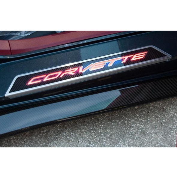 C8 Corvette Stainless Steel Replacement Door Sills - Illuminated