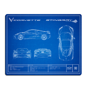 C8 Corvette Stingray Blueprint Metal Print Sign