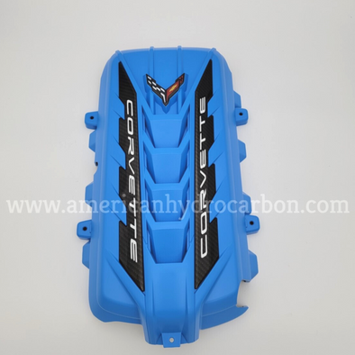 C8 Corvette Stingray Rapid Blue Engine Cover - White Lettering