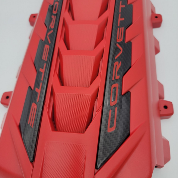 C8 Corvette Stingray Torch Red Engine Cover - Carbon Fiber