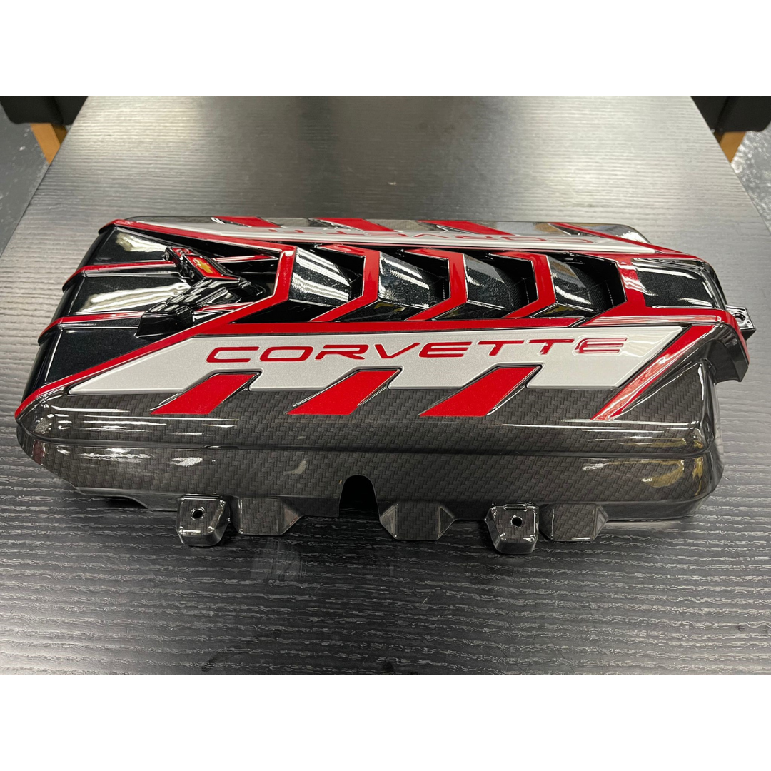 C8 Corvette Torch Red Premium Engine Cover - Red Lettering | Corvette ...