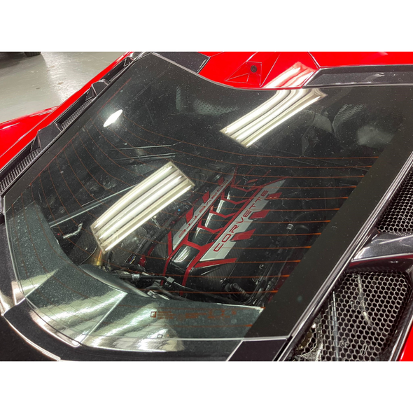 C8 Corvette Stingray Torch Red Premium Engine Cover - Red Lettering