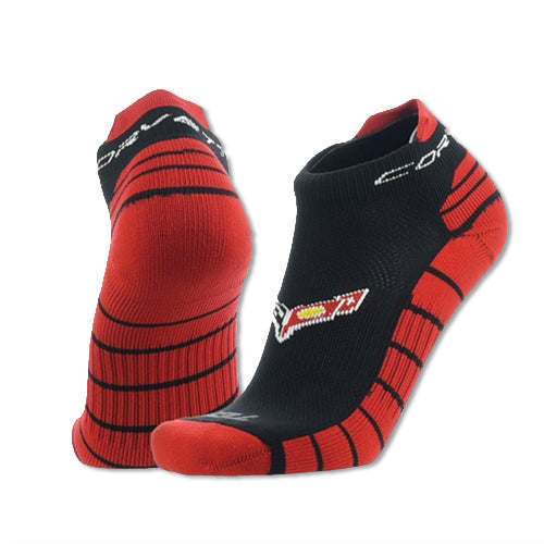 C8 Corvette Ankle Sock - Red and Black