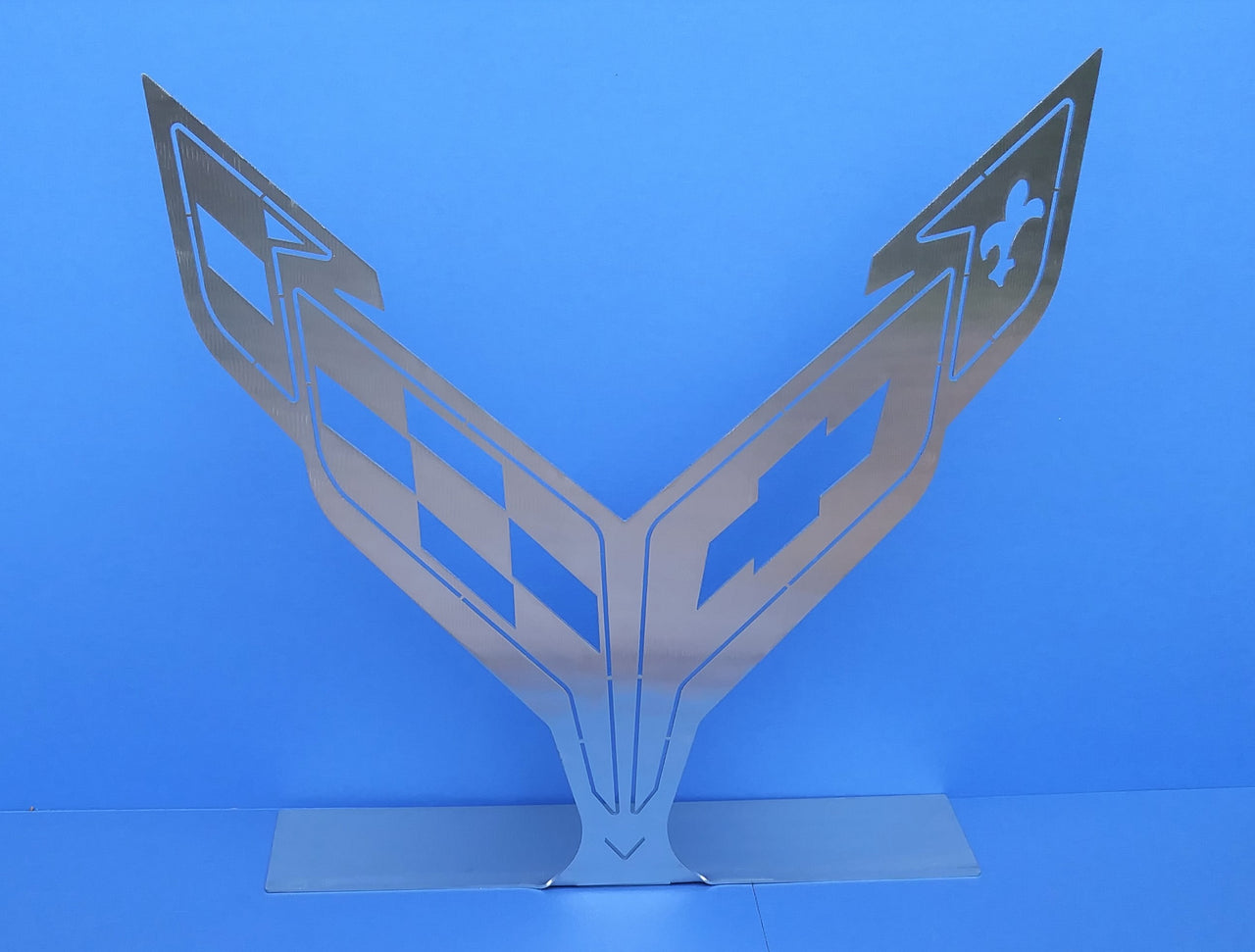 Next Generation Corvette Crossed Flag Mounted Sign - [Corvette Store Online]