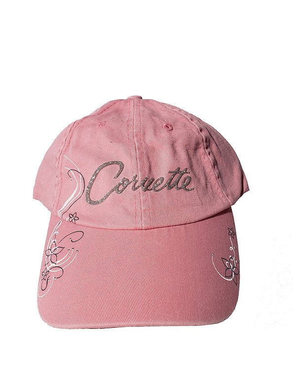 corvette-glitter-script-ladies-cap-pink