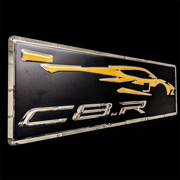 c8-r-corvette-gesture-metal-sign