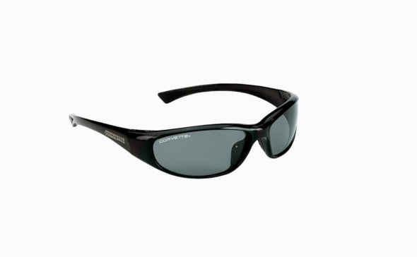 Corvette Emblem Gloss Black Wrap Smoke Flash Polarized Sunglasses
