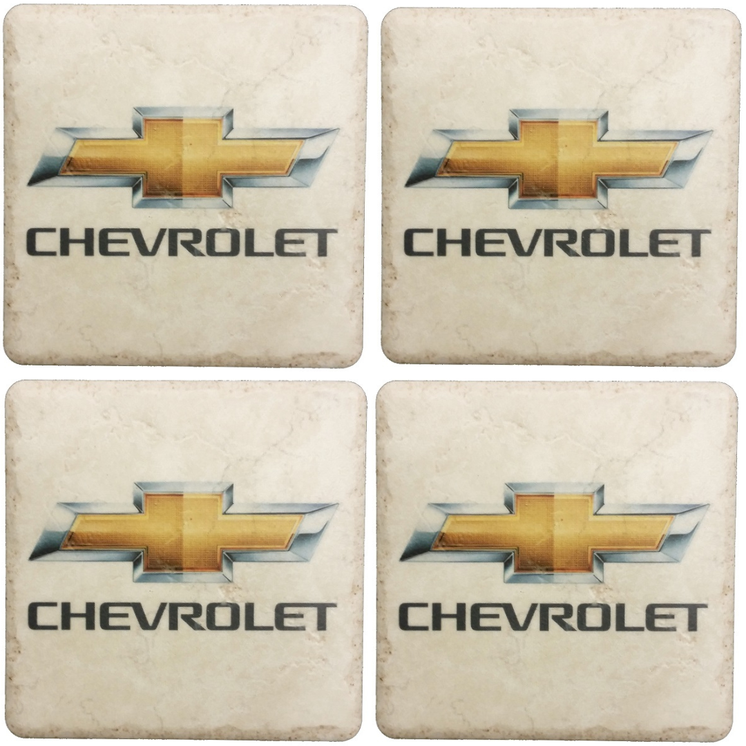 Chevrolet Gold Bowtie Stone Coaster Bundle - Set of 4