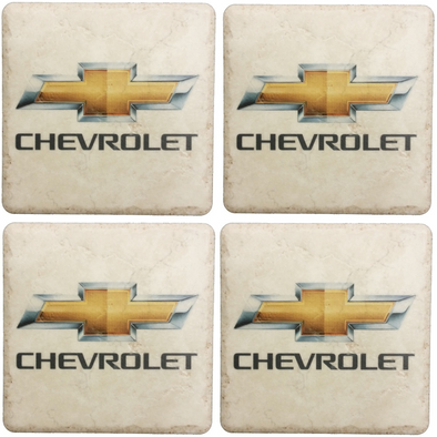 Chevrolet Gold Bowtie Stone Coaster Bundle - Set of 4