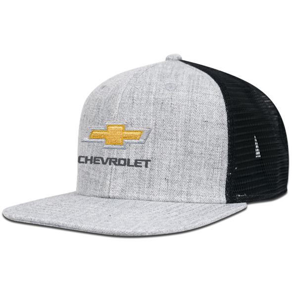 Chevrolet Gold Bowtie Wool Blend Flat Bill Trucker Hat / Cap