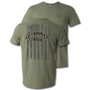 Chevrolet Heritage American Flag Heather Military Green T-Shirt