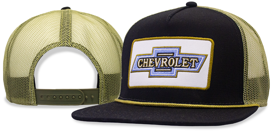 chevrolet-vintage-bowtie-mesh-patch-hat-cap-gold-black-snapback